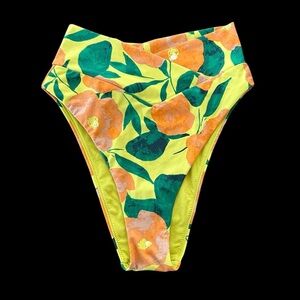 NWT Aerie small Yellow High Waisted Hi Cut Cheeky Bikini Bottoms Crossover New S